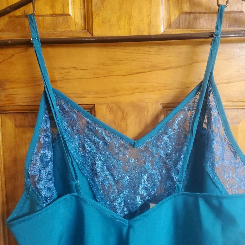 Vtg Victoria’s Secret‎ Gold Label Satin Cami Womens Sz M Teal Lingerie - Picture 6 of 6